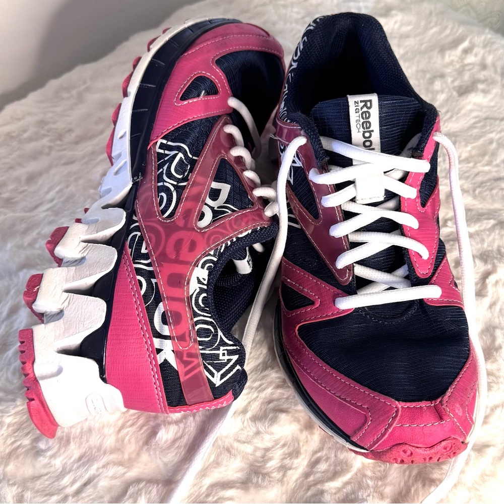 Reebok Zigtech Womens Size 7 Sneakers Pink Blue Running Training Gym Sneakers